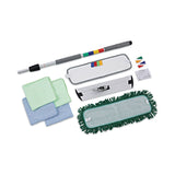 Boardwalk® Microfiber Cleaning Kit, 18" Wide Blue/Green Microfiber Head, 35" to 60" Gray Aluminum Handle (BWKMFKIT) Each