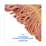 Boardwalk® Super Loop Wet Mop Head, Cotton/Synthetic Fiber, 5" Headband, Small Size, Orange, 12/Carton (BWK501OR) Case of 12