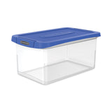 Bankers Box® Latch Lid Storage Bin, 22.38" x 14.19" x 10.63", Clear/Blue (FEL86101) Each