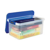 Bankers Box® Latch Lid Storage Bin, 22.38" x 14.19" x 10.63", Clear/Blue (FEL86101) Each