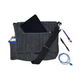 so-mine® Fabric Casual Messenger Bag, Charcoal/Cobalt (SOOSM456) Each