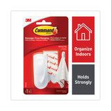 Command™ Spring Hook, Plastic, White, 0.25 lb Capacity, 1 Hook and 2 Strips/Pack (MMM17005ES) Each