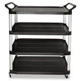 Rubbermaid® Commercial Xtra Utility Cart with Open Sides, Plastic, 4 Shelves, 400 lb Capacity, 40.63" x 20" x 51", Black (RCP409600BLA) Each