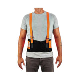 ergodyne® ProFlex 100HV Economy Hi-Vis Spandex Back Support Brace, Medium, 30" to 34" Waist, Black/Orange, Ships in 1-3 Business Days (EGO11883) Each