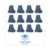 Boardwalk® Mop Head, Standard Head, Cotton/Synthetic Fiber, Cut-End, #20, Blue, 12/Carton (BWK2020B) Case of 12