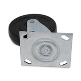 Rubbermaid® Commercial Replacement Plate Casters, Rigid Mount Plate, 5" Rubber Wheel, Black (SGS4402L1) Each