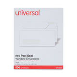 Universal® Peel Seal Strip Business Envelope, Address Window, #10, Square Flap, Self-Adhesive Closure, 4.13 x 9.5, White, 500/Box (UNV36005) Box of 500