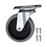 Rubbermaid® Commercial Non-Marking Plate Casters, Swivel Mount Plate, 4" Wheel, Black/Gray/Silver (SGSFG1011L20000) Each