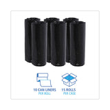 Boardwalk® Low-Density Waste Can Liners, 16 gal, 1 mil, 24 x 32, Black, 10 Bags/Roll, 15 Rolls/Carton (BWK510) Case of 150