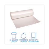 Boardwalk® High-Density Can Liners, 60 gal, 11 microns, 38" x 58", Natural, 25 Bags/Roll, 8 Rolls/Carton (BWK385814) Case of 200