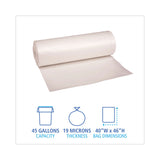 Boardwalk® High-Density Can Liners, 45 gal, 19 microns, 40" x 46", Natural, 25 Bags/Roll, 6 Rolls/Carton (BWK404622) 6 Rolls