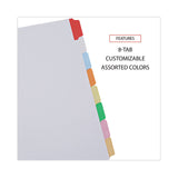 Universal® Deluxe Write-On/Erasable Tab Index, 8-Tab, 11 x 8.5, White, Assorted Tabs, 1 Set (UNV20819) Each