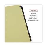 Universal® Deluxe Preprinted Simulated Leather Tab Dividers with Gold Printing, 31-Tab, 1 to 31, 11 x 8.5, Buff, 1 Set (UNV20822) Each
