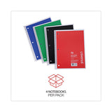 Universal® Wirebound Notebook, 1-Subject, Quadrille Rule (4 sq/in), Assorted Cover Colors, (70) 10.5 x 8 Sheets, 4/Pack (UNV66634) Pack of 4