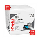 WypAll® Power Clean X80 Heavy Duty Cloths, 1/4 Fold, 12.5 x 12, White, 50/Box, 4 Boxes/Carton (KCC41026) Box of 4