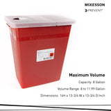 McKesson Prevent® Sharps Container Red Base 13-3/4 W X 13-3/4 D X 14 H Inch Horizontal / Vertical Entry 8 Gallon (1011861_EA) 1/EA