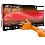 MICROFLEX® Blaze® Exam Glove Large NonSterile Nitrile Standard Cuff Length Textured Fingertips Orange Not Rated (1083384_BX) 100/BX