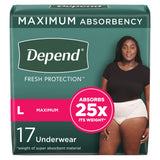 Depend® Fresh Protection Female Adult Absorbent Underwear Waistband Style Large Disposable Heavy Absorbency (1090308_CS) 34/CS