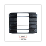 Universal® Recycled Plastic Incline Sorter, 5 Sections, Letter Size Files, 13.25" x 9" x 9", Black (UNV08105) Each