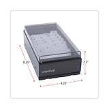 Universal® Business Card File, Holds 600 2 x 3.5 Cards, 4.25 x 8.25 x 2.5, Metal/Plastic, Black (UNV10601) Each