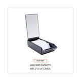 Universal® Business Card File, Holds 600 2 x 3.5 Cards, 4.25 x 8.25 x 2.5, Metal/Plastic, Black (UNV10601) Each