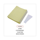Universal® Insertable Tab Index, 8-Tab, 11 x 8.5, Buff, Clear Tabs, 24 Sets (UNV20841) Pack of 24
