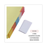 Universal® Deluxe Extended Insertable Tab Indexes, 5-Tab, 11 x 8.5, Buff, Assorted tabs, 24 Sets (UNV20860) Pack of 24
