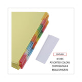 Universal® Deluxe Extended Insertable Tab Indexes, 8-Tab, 11 x 8.5, Buff, Assorted Tabs, 24 Sets (UNV20890) Pack of 24