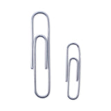 Universal® Plastic-Coated Paper Clips with One-Compartment Storage Tub, (750) #1 (1.3"), (250) Jumbo (2"), Silver (UNV21001) Pack of 1000