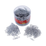 Universal® Plastic-Coated Paper Clips with One-Compartment Storage Tub, (750) #1 (1.3"), (250) Jumbo (2"), Silver (UNV21001) Pack of 1000