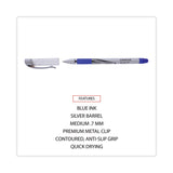 Universal™ Gel Pen, Stick, Medium 0.7 mm, Blue Ink, Silver/Blue Barrel, Dozen (UNV39621) 1 Dozen