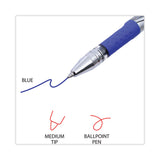 Universal™ Gel Pen, Stick, Medium 0.7 mm, Blue Ink, Silver/Blue Barrel, Dozen (UNV39621) 1 Dozen