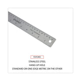 Universal® Stainless Steel Ruler with Cork Back and Hanging Hole, Standard/Metric, 12" Long (UNV59023) Each