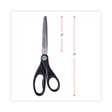 Universal® Stainless Steel Office Scissors, Pointed Tip, 7" Long, 3" Cut Length, Black Straight Handle (UNV92008) Each