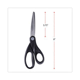 Universal® Stainless Steel Office Scissors, 8" Long, 3.75" Cut Length, Black Straight Handle (UNV92009) Each