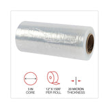 Universal® Handwrap Stretch Film, 12" x 1,500 ft Roll, 20 mic (80-Gauge), Clear, 4/Carton (UNV121580) Case of 4