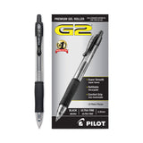 Pilot® G2 Premium Gel Pen Convenience Pack, Retractable, Extra-Fine 0.38 mm, Black Ink, Smoke/Black Barrel, Dozen (PIL31277) 1 Dozen