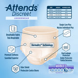 Attends® Discreet Female Adult Absorbent Underwear Pull On with Tear Away Seams Large Disposable Heavy Absorbency (1039111_CS) 72/CS