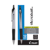 Pilot® Acroball Pro Advanced Ink Hybrid Gel Pen, Retractable, Medium 1 mm, Black Ink, Silver/Black Barrel, Dozen (PIL31910) 1 Dozen