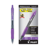 Pilot® G2 Premium Gel Pen, Retractable, Fine 0.7 mm, Purple Ink, Smoke/Purple Barrel, Dozen (PIL31029) 1 Dozen
