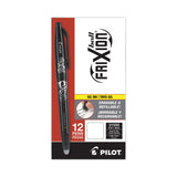 Pilot® FriXion Ball Erasable Gel Pen, Stick, Fine 0.7 mm, Black Ink, Black/White Barrel, Dozen (PIL31550) Each