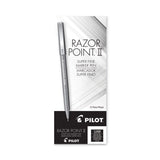 Pilot® Razor Point II Super Fine Line Porous Point Pen, Stick, Ultra-Fine 0.2 mm, Black Ink, Black Barrel, Dozen (PIL11009) 1 Dozen