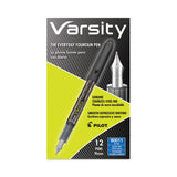Pilot® Varsity Fountain Pen, Medium 1 mm, Blue Ink, Clear/Black/Blue Barrel (PIL90011) Each