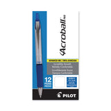 Pilot® Acroball Pro Advanced Ink Hybrid Gel Pen, Retractable, Medium 1 mm, Blue Ink, Silver/Blue Barrel, Dozen (PIL31911) 1 Dozen