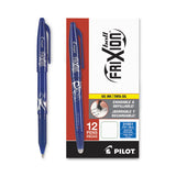 Pilot® FriXion Ball Erasable Gel Pen, Stick, Fine 0.7 mm, Blue Ink, Blue Barrel, Dozen (PIL31551) Each