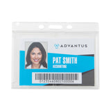 Advantus Frosted One-Card Rigid Badge Holders, Horizontal, Frosted 3.68" x 2.75" Holder, 3.38" x 2.13" Insert, 25/Box (AVT76075) Pack of 25