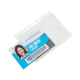 Advantus Frosted One-Card Rigid Badge Holders, Horizontal, Frosted 3.68" x 2.75" Holder, 3.38" x 2.13" Insert, 25/Box (AVT76075) Pack of 25