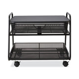 Safco® Onyx Under Desk Machine Stand, Metal, 1 Shelf, 1 Drawer, 1 Bin, 100 lb Capacity, 21" x 16" x 17.5", Black (SAF5208BL) Each