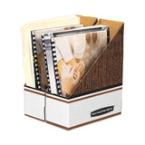 Bankers Box® Corrugated Cardboard Magazine File, 4 x 11 x 12.25, Wood Grain, 12/Carton (FEL07224) Carton of 12