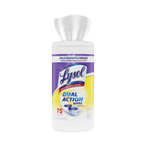 LYSOL® Brand Dual Action Disinfecting Wipes, 1-Ply, 7 x 7.5, Citrus, White/Purple, 75/Canister, 6 Canisters/Carton (RAC81700CT) 6 canisters of 75 wipes
